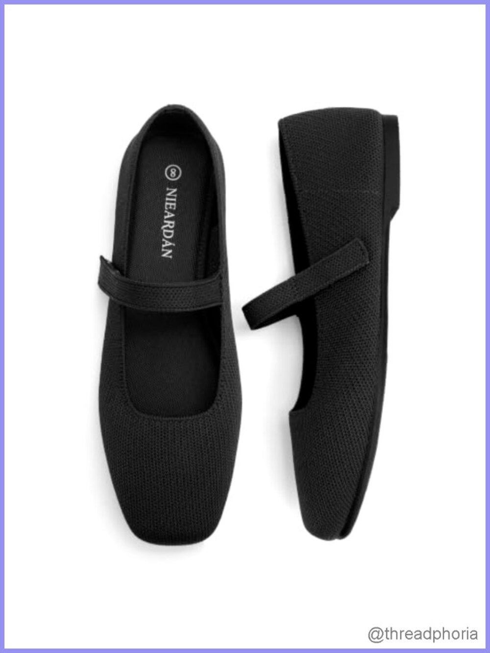 Women's Mary Jane Square Toe Lightweight Knit Ballet Flats